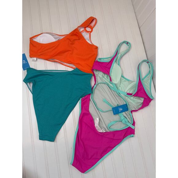 NWT Cupshe Colorblock Cutout & Open Back Contrast Tie 1 PC Swimsuit Bundle M - Picture 3 of 11